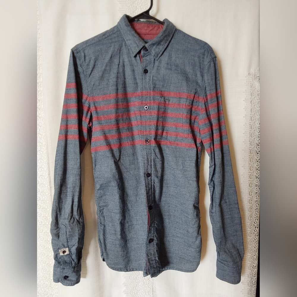 Buffalo Shirts, Men's Blue with Red Stripes Buffalo by David Bitton Shirt size S